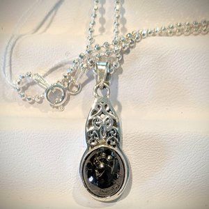 Shungite pendant on Italian Beaded necklace
